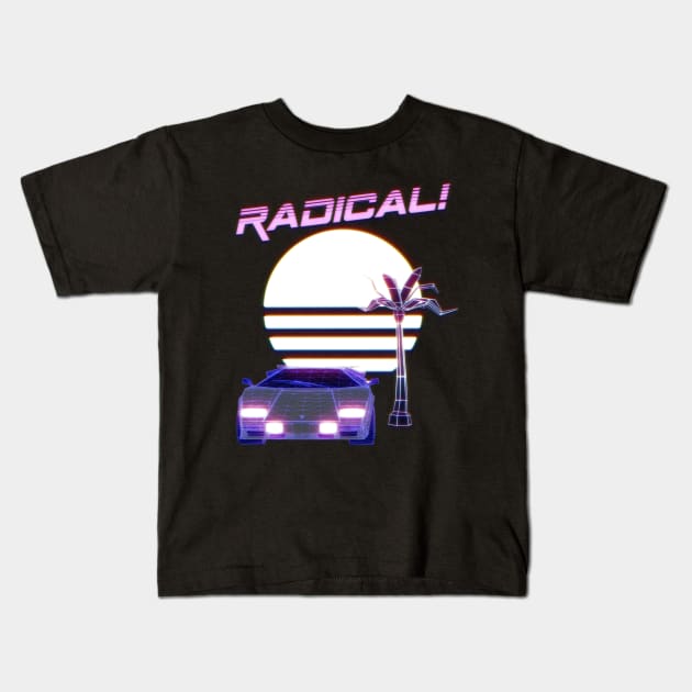 Totally Radical Synthwave Shirt Kids T-Shirt by spiralrewind